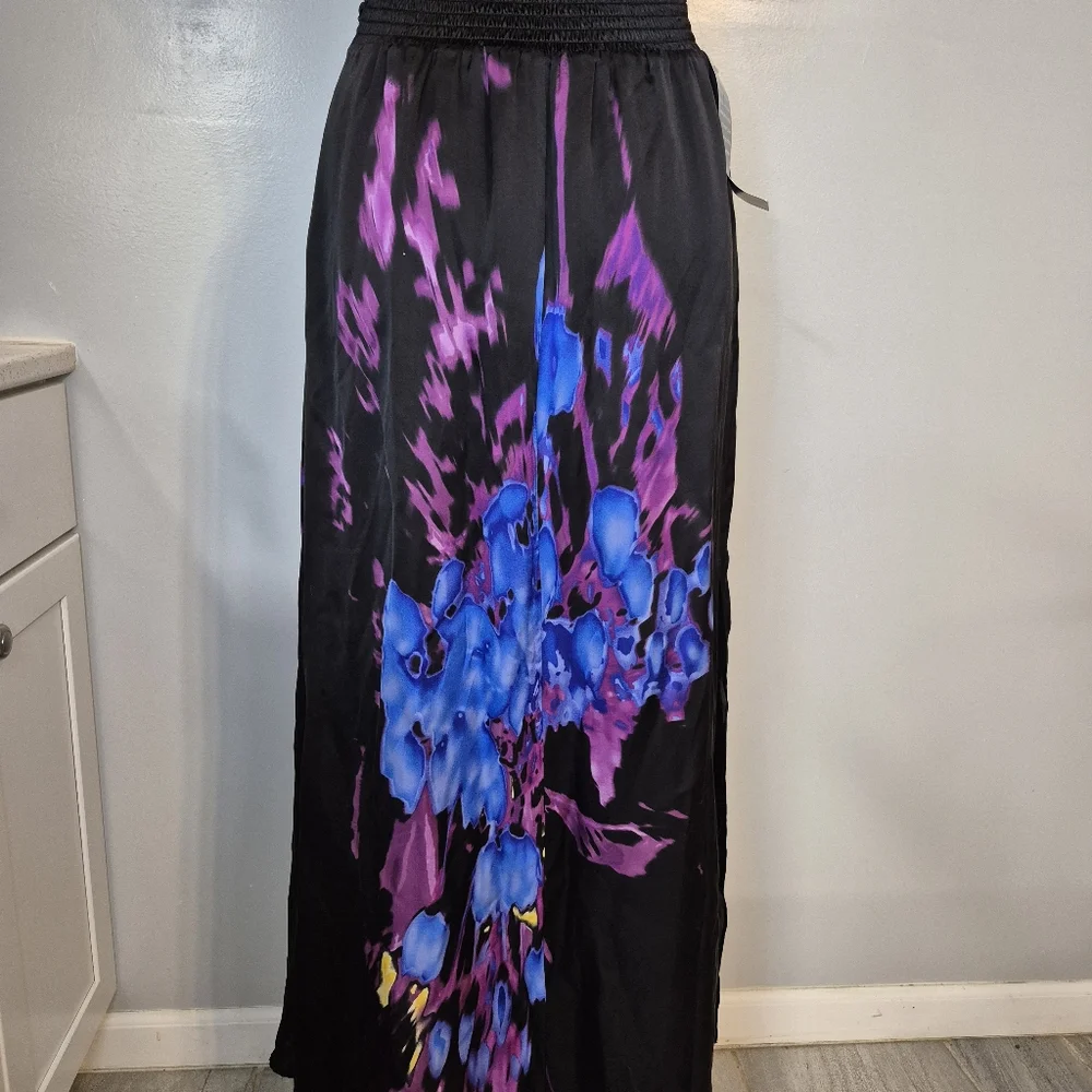 bebe Denora Bloom Silk Iris Tie Halter Silk Dress NWT - Picture 9 of 14